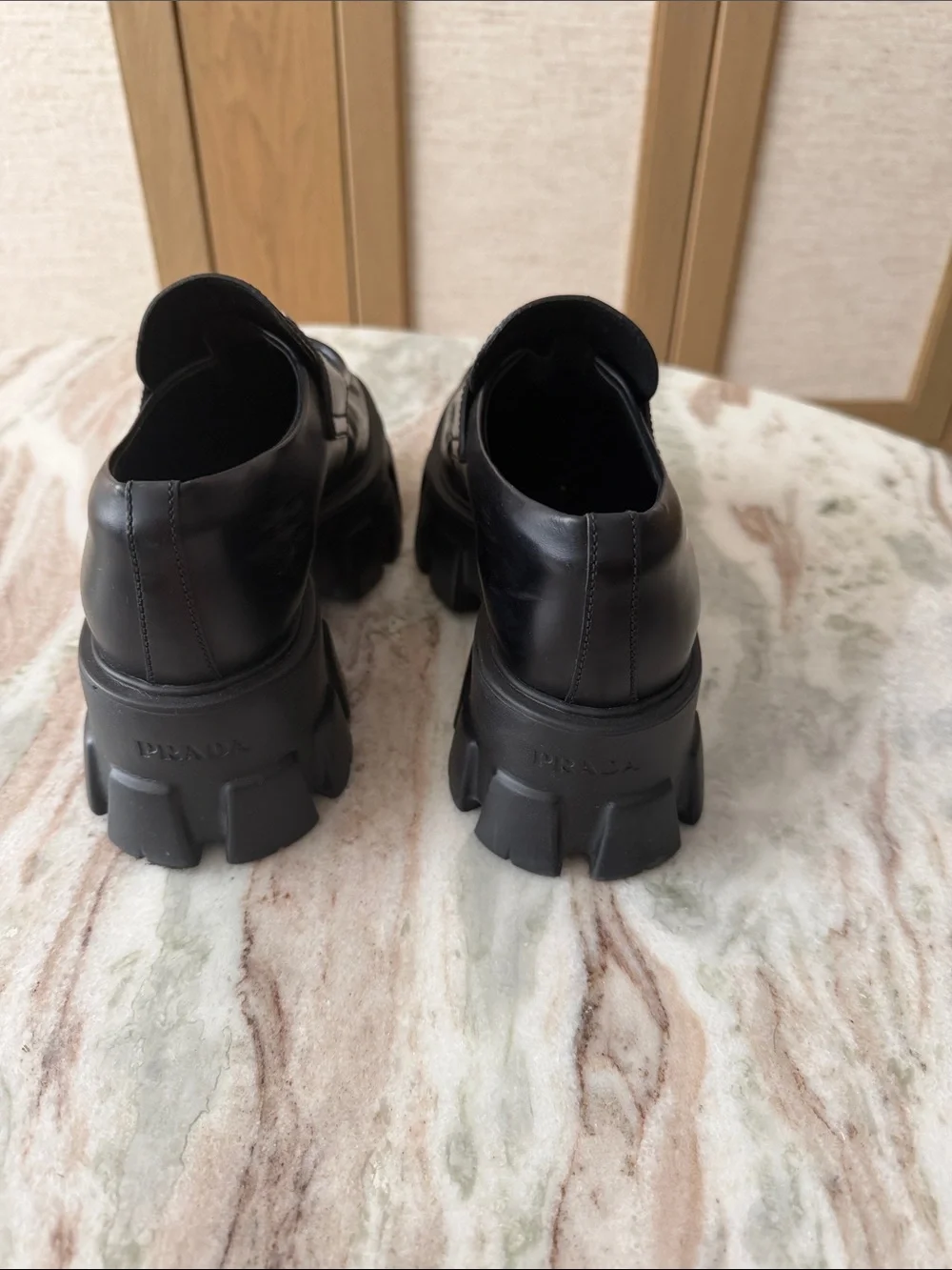 Prada Women’s Brushed Leather Monolith Loafers